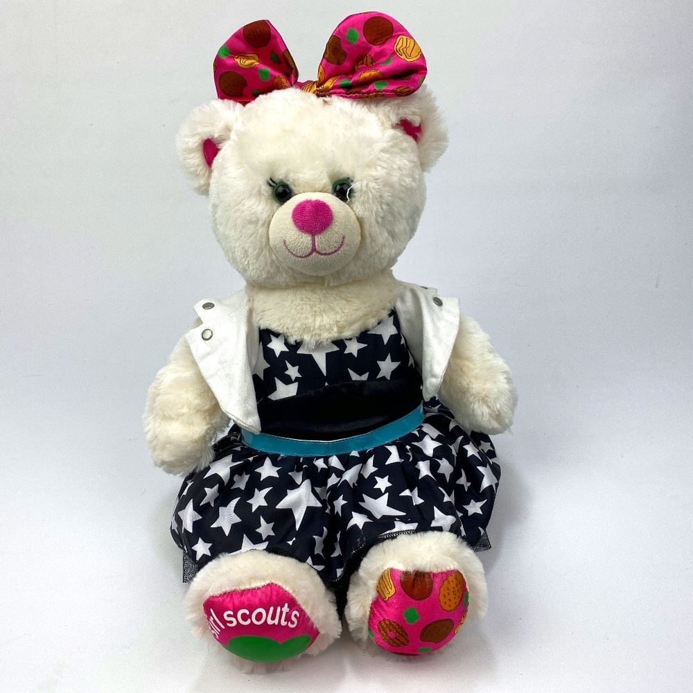 Build a Bear Girl Scouts White 16" Plush Cookie Teddy W/ Dress